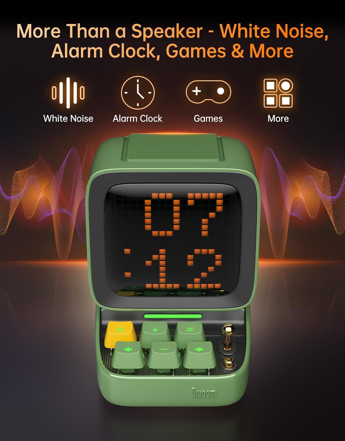 Ditoo Pro Retro Pixel Art Game Bluetooth Speaker with 16X16 LED App Controlled Front Screen (Green)