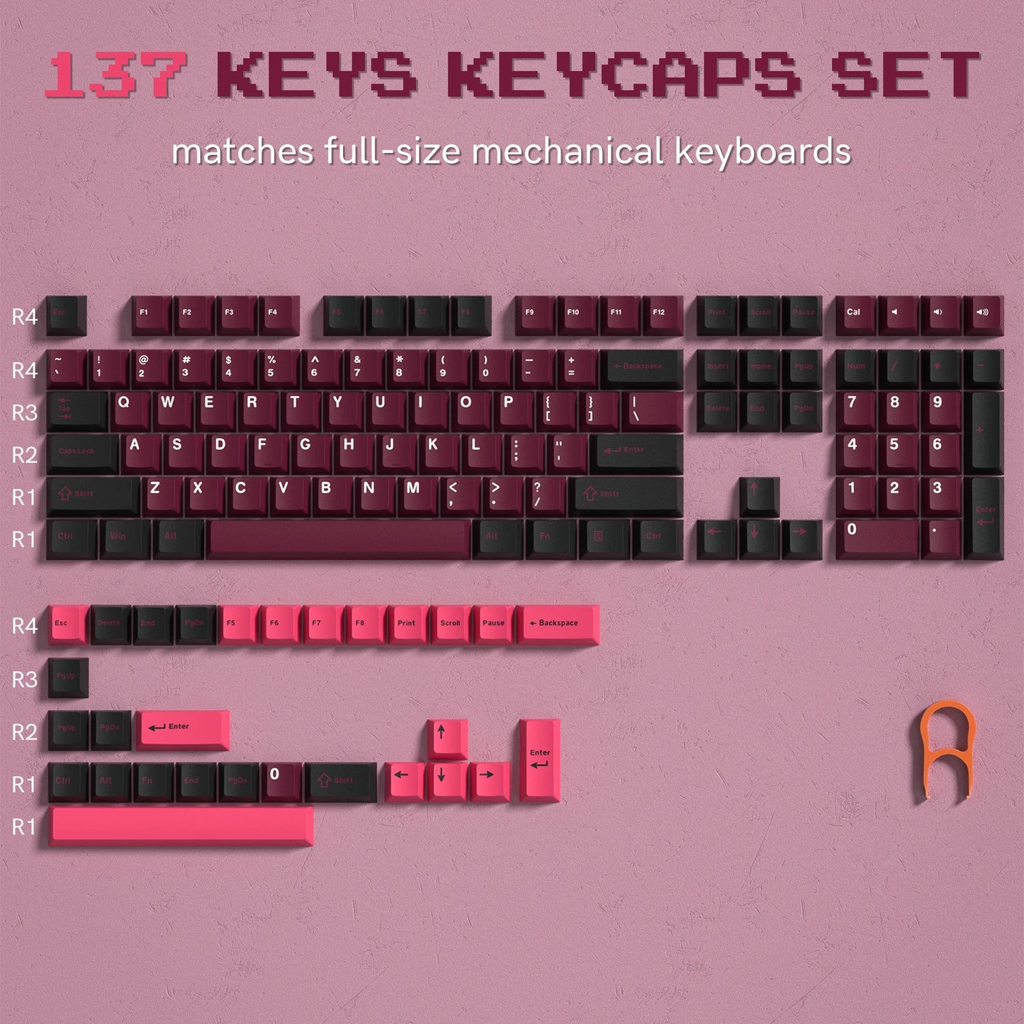 138 Keys Retro Brown Gray PBT Keycap Double Shot Cherry Profile Key Caps for Cherry MX Switches Mechanical Gamer Keyboard