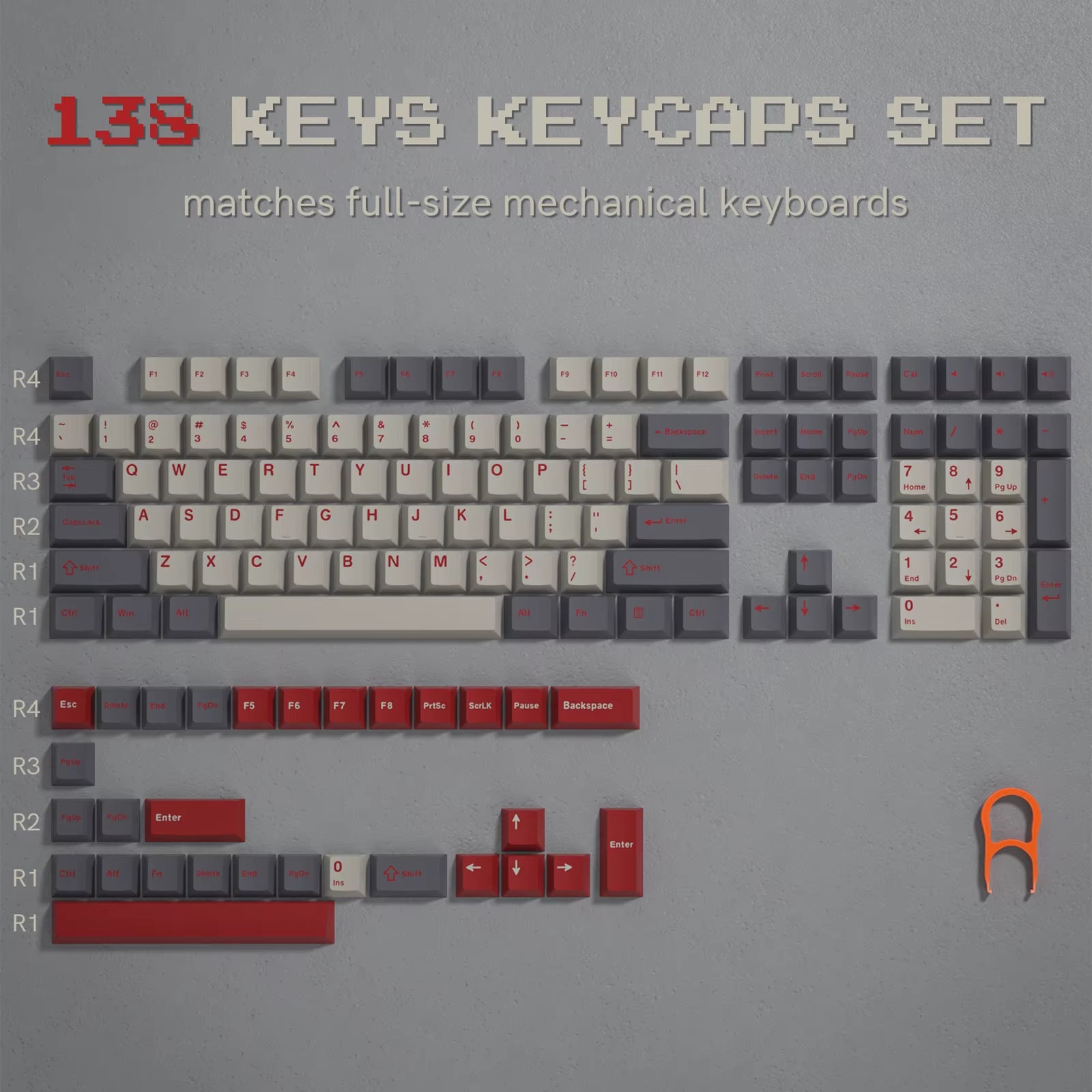 138 Keys Retro Brown Gray PBT Keycap Double Shot Cherry Profile Key Caps for Cherry MX Switches Mechanical Gamer Keyboard