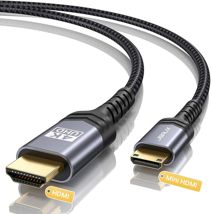Mini HDMI to HDMI Cable 6FT, [Mini Hdmi][Aluminum Shell, Braided] High Speed 4K 60Hz HDMI 2.0 Cord, Compatible with Camera, Camcorder, Tablet and Graphics/Video Card, Laptop, Raspberry Pi Zero W